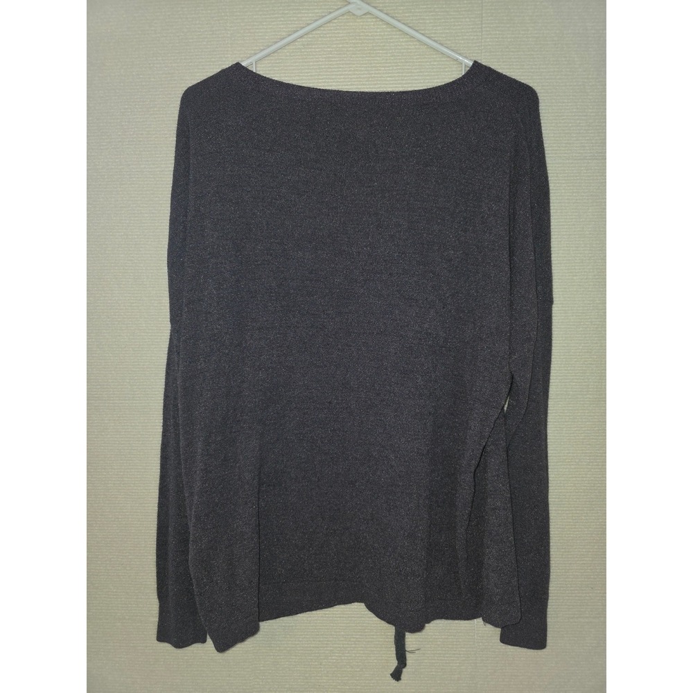 Barefoot Dreams CozyChic Ultra Lite Drawstring Pullover Sweater Gray Large - Picture 2 of 4
